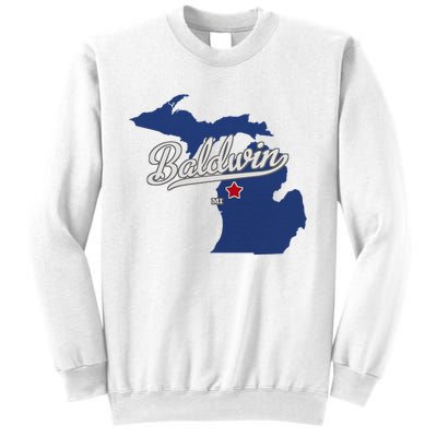 Baldwin Michigan Lake County Mi Map Sweatshirt