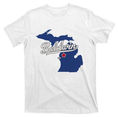 Baldwin Michigan Lake County Mi Map T-Shirt