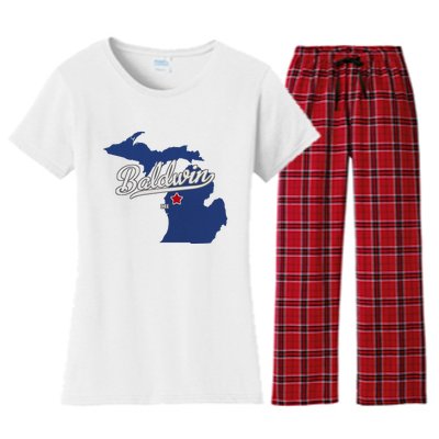 Baldwin Michigan Lake County Mi Map Women's Flannel Pajama Set