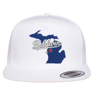 Baldwin Michigan Lake County Mi Map Flat Bill Trucker Hat