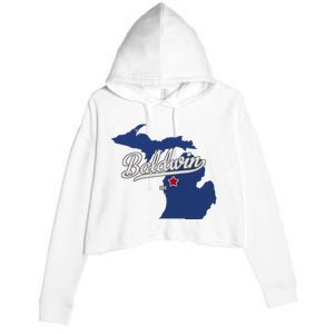 Baldwin Michigan Lake County Mi Map Crop Fleece Hoodie