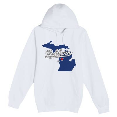 Baldwin Michigan Lake County Mi Map Premium Pullover Hoodie