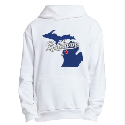 Baldwin Michigan Lake County Mi Map Urban Pullover Hoodie