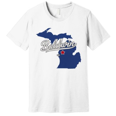 Baldwin Michigan Lake County Mi Map Premium T-Shirt