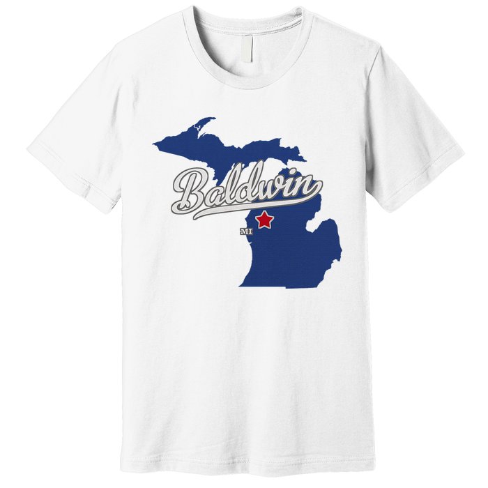 Baldwin Michigan Lake County Mi Map Premium T-Shirt