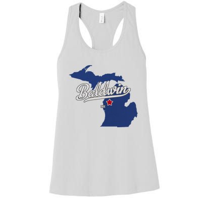 Baldwin Michigan Lake County Mi Map Women's Racerback Tank