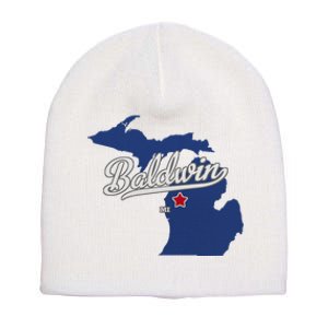 Baldwin Michigan Lake County Mi Map Short Acrylic Beanie