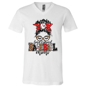 Baseball Mimi Leopard Loud And Proud Baseball Mimi V-Neck T-Shirt