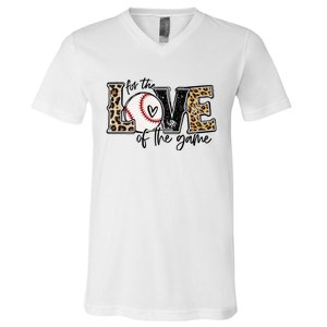 Baseball Mom Leopard For The Love of The Game Baseball V-Neck T-Shirt