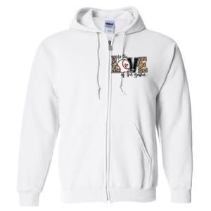 Baseball Mom Leopard For The Love of The Game Baseball Full Zip Hoodie