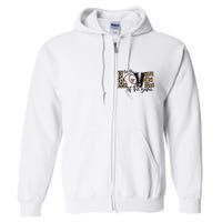 Baseball Mom Leopard For The Love of The Game Baseball Full Zip Hoodie