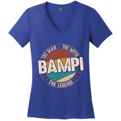 Bampi Myth Legend Funny Fathers Day Bampi Gift Women's V-Neck T-Shirt