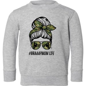 Braaap Mom Life Dirt Bike Gift For Motocross Messy Bun Dirt Bike Toddler Sweatshirt