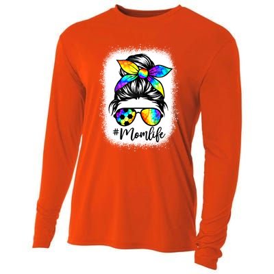 Bleached Mom Life Soccer Messy Bun Baseball Mother's Cool Gift Cooling Performance Long Sleeve Crew