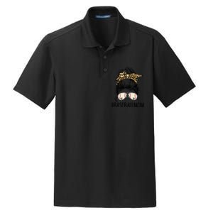 Baseball Mom Leopard Messy Bun Mother's Day Dry Zone Grid Polo