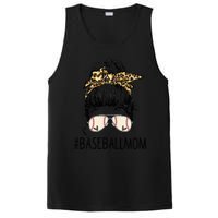 Baseball Mom Leopard Messy Bun Mother's Day PosiCharge Competitor Tank