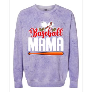 Baseball Mama Leopard Mothers Day Mommy Mom Mama Cool Gift Colorblast Crewneck Sweatshirt