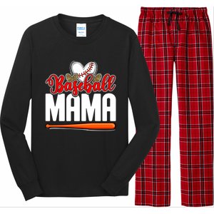 Baseball Mama Leopard Mothers Day Mommy Mom Mama Cool Gift Long Sleeve Pajama Set