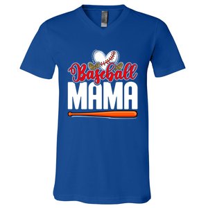 Baseball Mama Leopard Mothers Day Mommy Mom Mama Cool Gift V-Neck T-Shirt