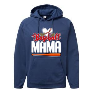 Baseball Mama Leopard Mothers Day Mommy Mom Mama Cool Gift Performance Fleece Hoodie