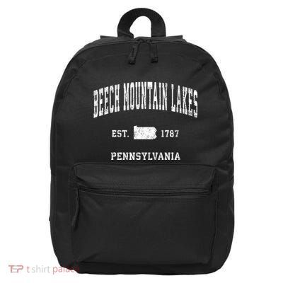 Beech Mountain Lakes Pennsylvania Pa Vintage Athletic 16 in Basic Backpack