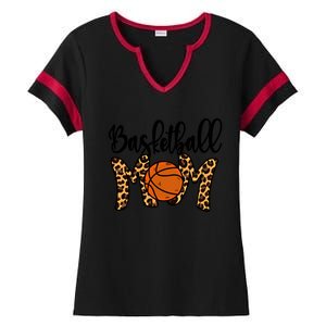 Basketball Mom Leopard Basketball Mama Mothers Day Mom Gift Ladies Halftime Notch Neck Tee