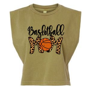 Basketball Mom Leopard Basketball Mama Mothers Day Mom Gift Garment-Dyed Women's Muscle Tee