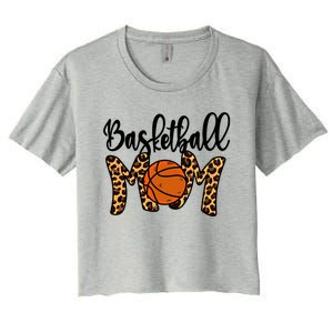 Basketball Mom Leopard Basketball Mama Mothers Day Mom Gift Women's Crop Top Tee