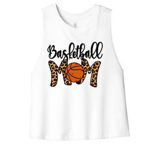 Basketball Mom Leopard Basketball Mama Mothers Day Mom Gift Women's Racerback Cropped Tank