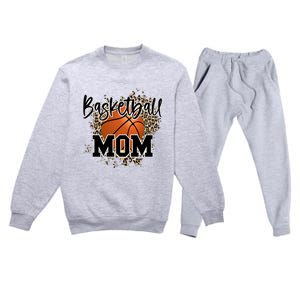 Basketball Mom Leopard Cheetah Basketball Sport Gift Premium Crewneck Sweatsuit Set