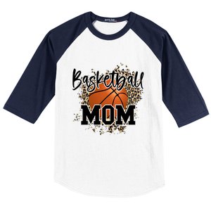 Basketball Mom Leopard Cheetah Basketball Sport Gift Baseball Sleeve Shirt