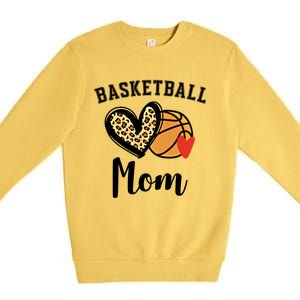 Basketball Mom Leopard Heart Gift Premium Crewneck Sweatshirt