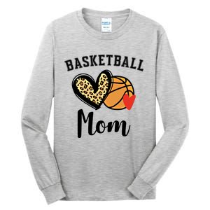 Basketball Mom Leopard Heart Gift Tall Long Sleeve T-Shirt