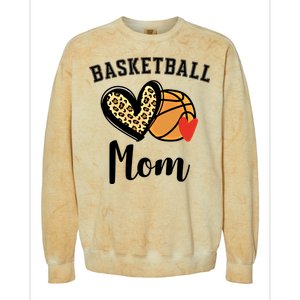 Basketball Mom Leopard Heart Gift Colorblast Crewneck Sweatshirt