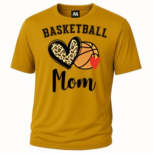 Basketball Mom Leopard Heart Gift Cooling Performance Crew T-Shirt