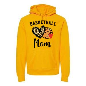 Basketball Mom Leopard Heart Gift Premium Hoodie