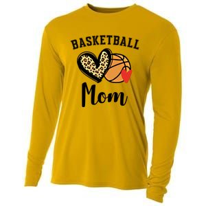 Basketball Mom Leopard Heart Gift Cooling Performance Long Sleeve Crew