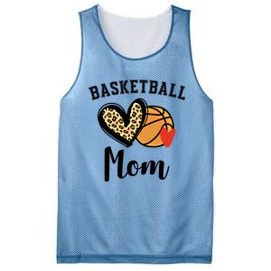 Basketball Mom Leopard Heart Gift Mesh Reversible Basketball Jersey Tank