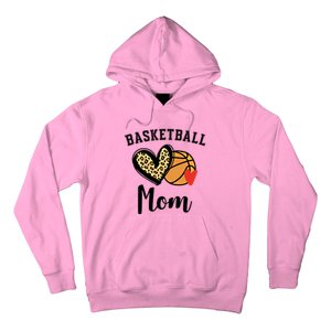 Basketball Mom Leopard Heart Gift Hoodie