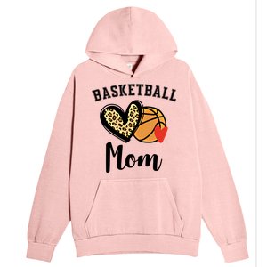 Basketball Mom Leopard Heart Gift Urban Pullover Hoodie