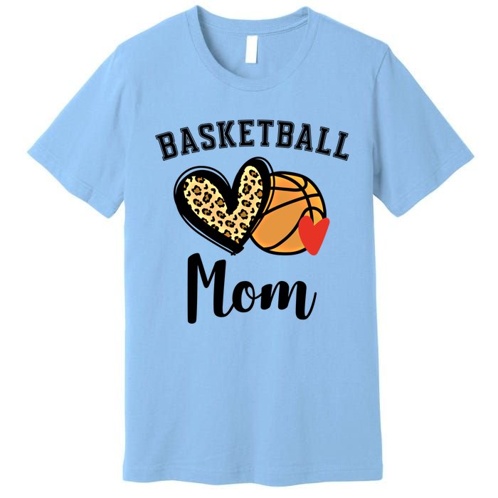 Basketball Mom Leopard Heart Gift Premium T-Shirt