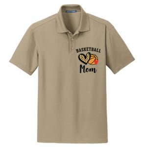 Basketball Mom Leopard Heart Gift Dry Zone Grid Polo