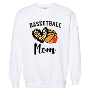 Basketball Mom Leopard Heart Gift Garment-Dyed Sweatshirt