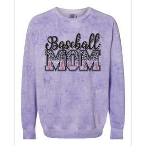 Baseball Mom Leopard Funny Softball Mom MotherS Day Gift Colorblast Crewneck Sweatshirt