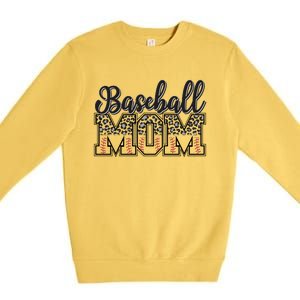 Baseball Mom Leopard Funny Softball Mom MotherS Day Gift Premium Crewneck Sweatshirt