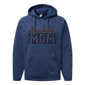 Baseball Mom Leopard Funny Softball Mom MotherS Day Gift Performance Fleece Hoodie