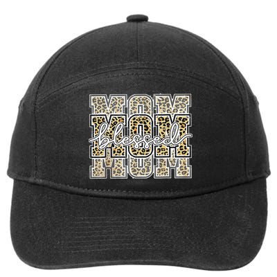 Blessed Mama Mom Leopard Print Happy Mothers Day 7-Panel Snapback Hat