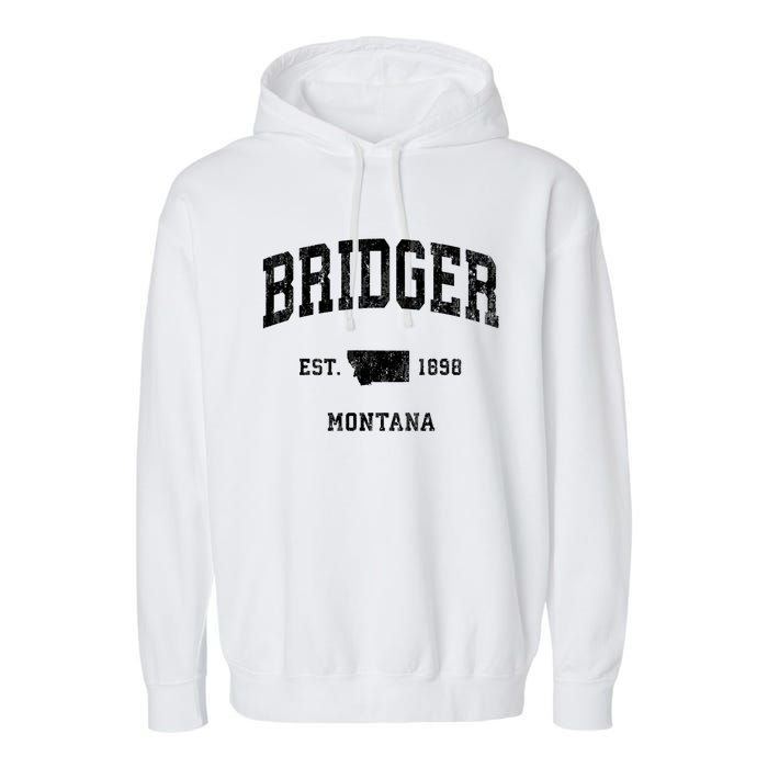 Bridger Montana Mt Vintage Athletic Sports Design Garment-Dyed Fleece Hoodie