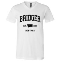 Bridger Montana Mt Vintage Athletic Sports Design V-Neck T-Shirt