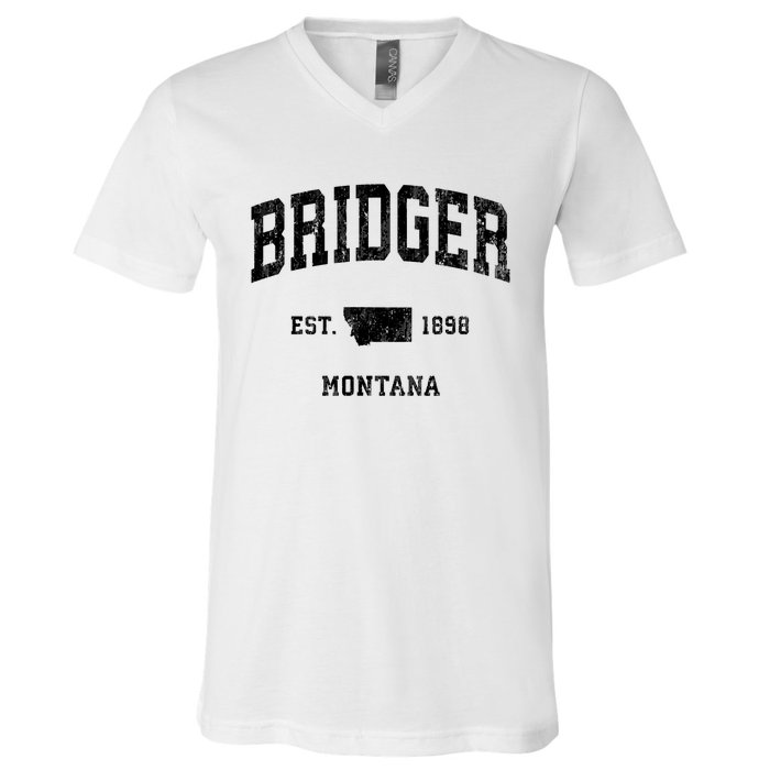 Bridger Montana Mt Vintage Athletic Sports Design V-Neck T-Shirt